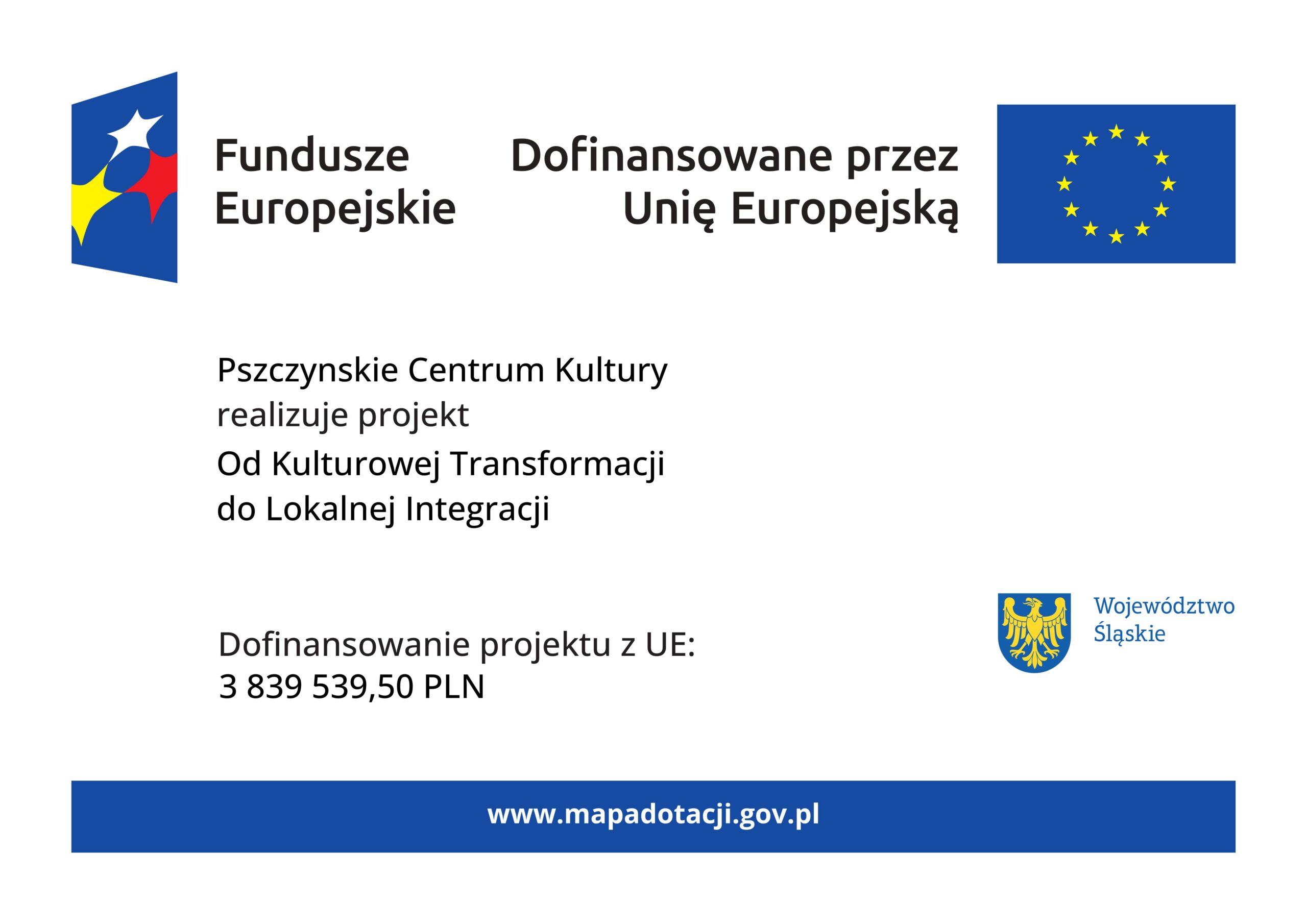 Grafika przedstawiająca plakat informacyjny o wysokości dofinansowania projektu